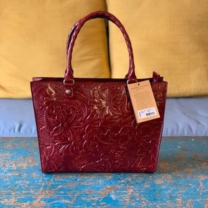 Patricia Nash- Burnished Tooled Colors collection . Hand Painted leatherTote.